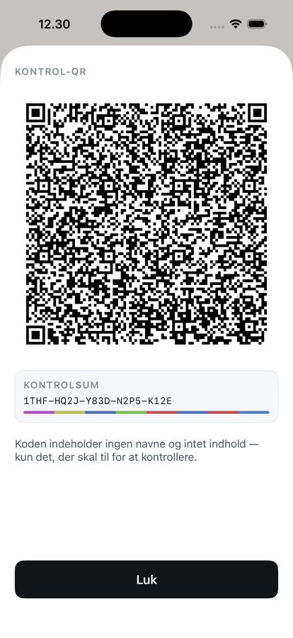 Skærm: kontrol-QR uden navne